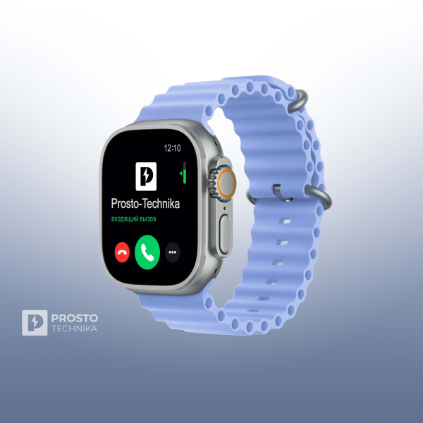 Часы Apple Watch Ultra 2, 49 мм, титан светлого цвета, ремешок Ocean голубого цвета (2024)